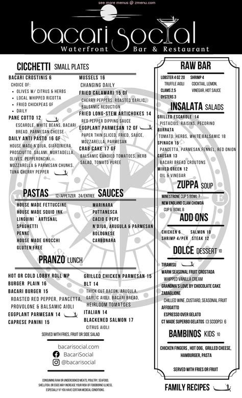 bacari social menu